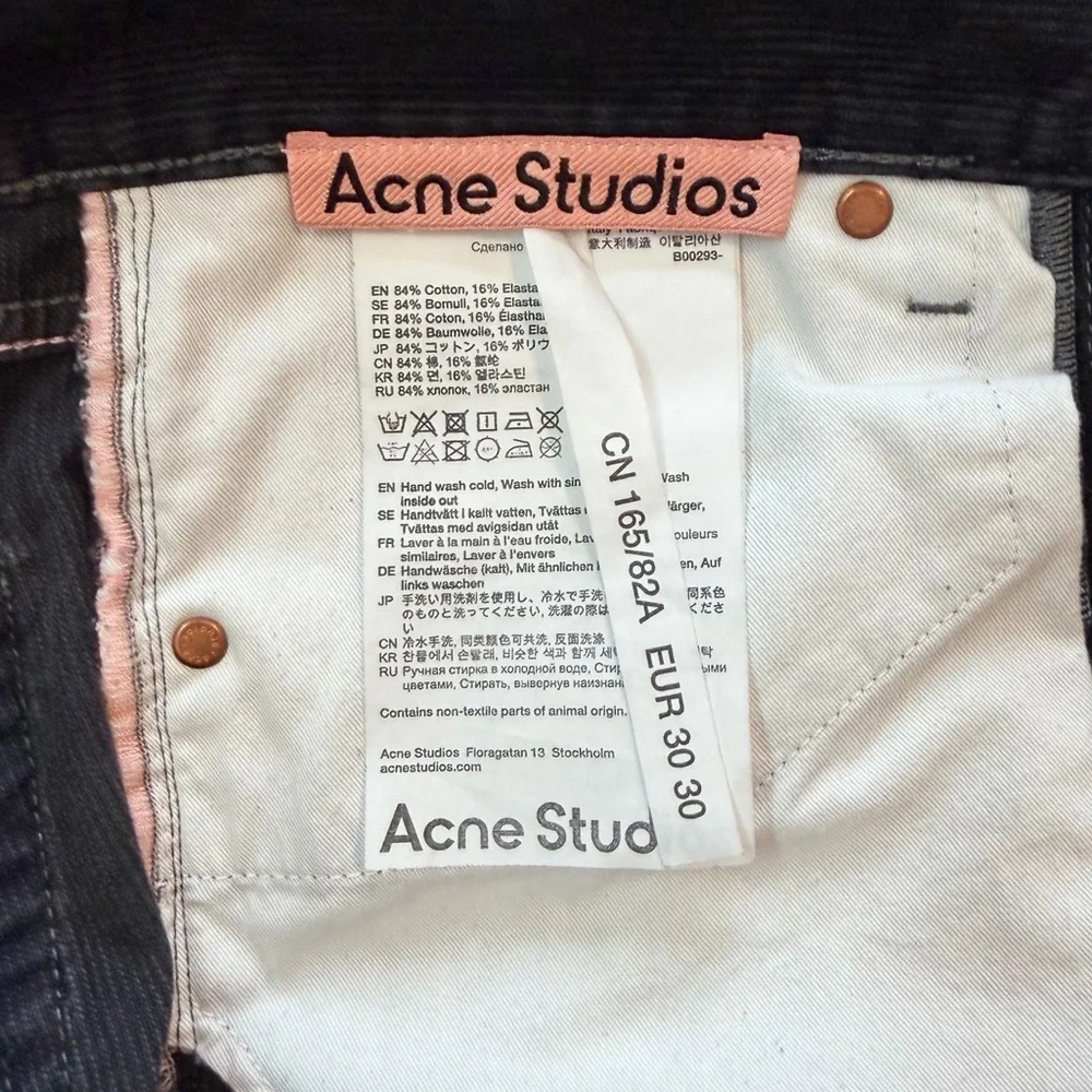 Acne Studios Men’s 1996 Straight Fit Stretch Corduroy Black Pants